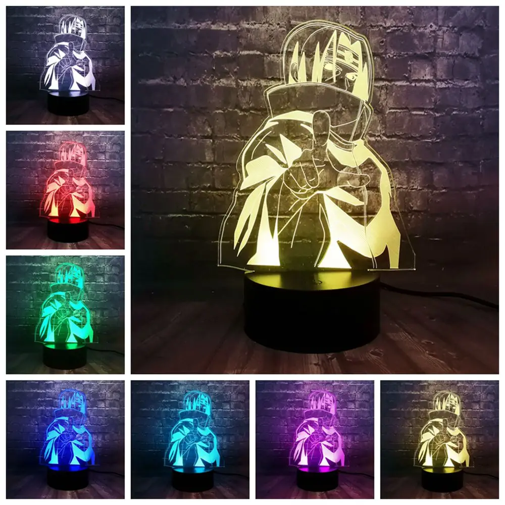 sasuke Прямая поставка 3D японский аниме мультфильм Узумаки Наруто серия Луффи светодиодный 7 цветов Изменение мини USB Лава ночной Светильник настроение игрушка в подарок - Испускаемый цвет: sasuke