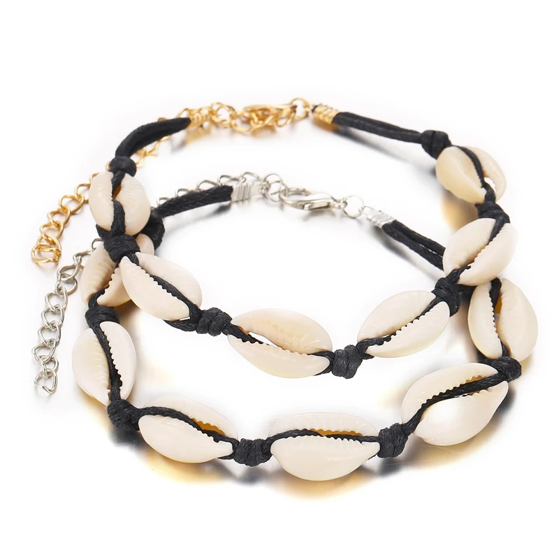 Boho естественные ракушки шарм браслеты для женщин пляжные украшения ручной