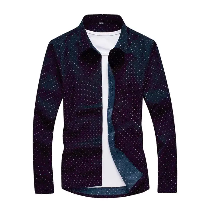 Мужская рубашка с цветочным принтом camisa masculina повседневная приталенная длинным
