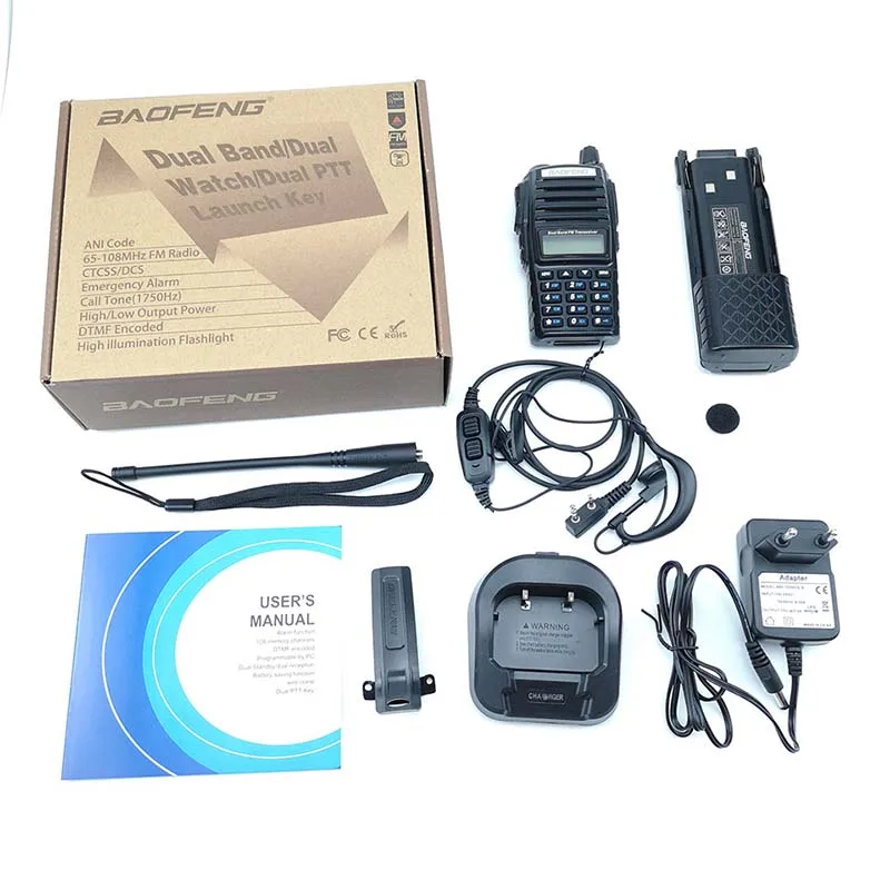 2 шт. Baofeng UV 82 плюс иди и болтай Walkie Talkie “иди 3800 мАч долгого ожидания двойной PTT