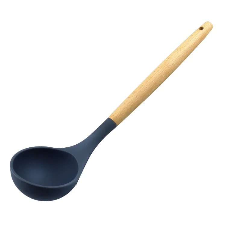 Ladle Cokytoop деревянная ручка инструменты для приготовления пищи силиконовый с отверстиями турнеры ложки ковши скребок ложка для макарон щетка кухонные аксессуары для посуды - Цвет: Ladle