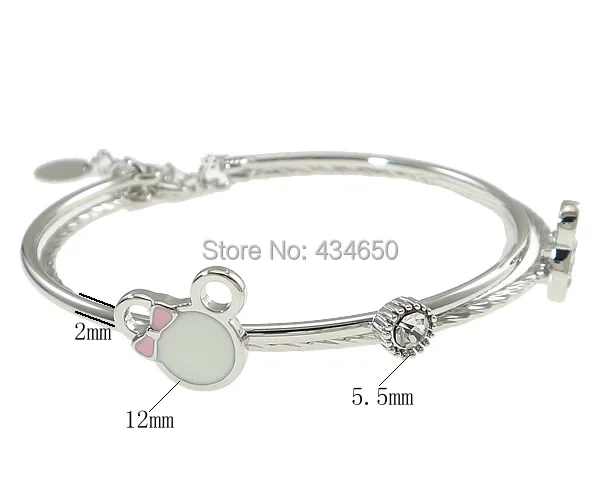 Free shipping!!!Brass Bangle Bling with 1.5lnch extender chain platinum plated enamel &amp rhinestone 2-strand nickel | Украшения и