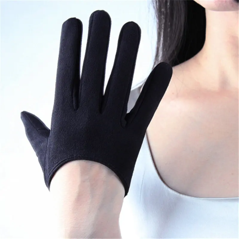 Suede Black 13 см кожаные перчатки с сенсорным экраном Ультра короткие стильные из искусственной кожи с зеркальным покрытием яркая кожа Королевский синий кобальт синий WPU116 - Цвет: Suede Black