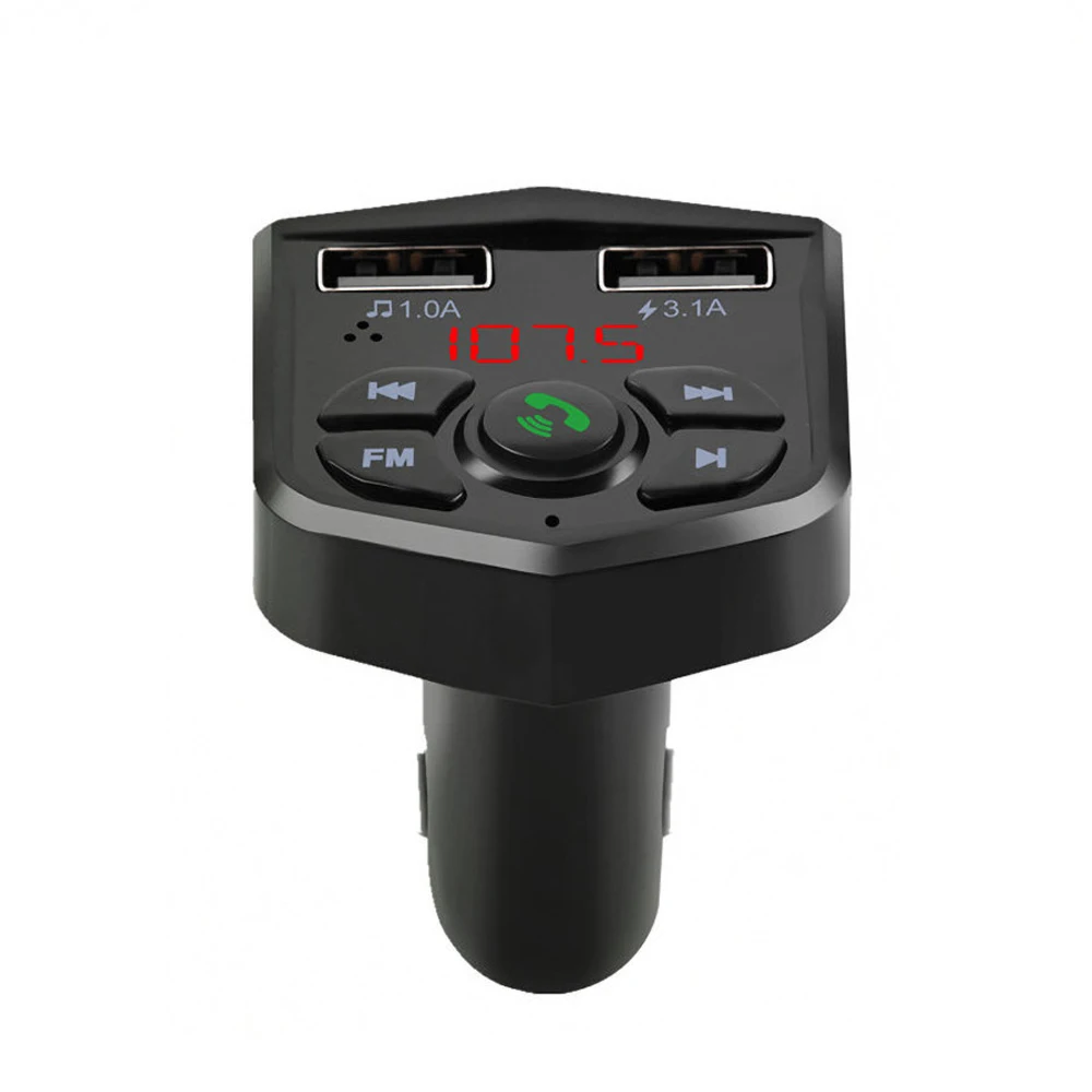 Bluetooth 5.0 Voltage Digital display Car FM Transmitter handsfree dual 2 USB phone Charger 3.1A 1A TF Card U disk MP3 player