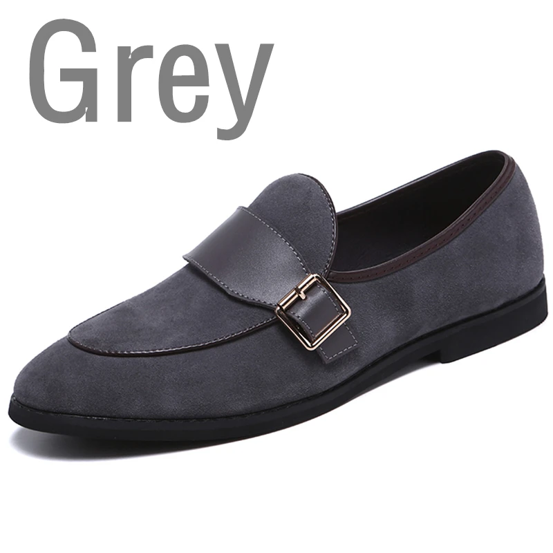 Grey Men Loafers Misalwa/Прямая поставка; размеры 38-48; сезон весна-лето; мужские лоферы из замши; повседневная мужская обувь на плоской подошве; классические элегантные деловые туфли - Цвет: Grey Men Loafers