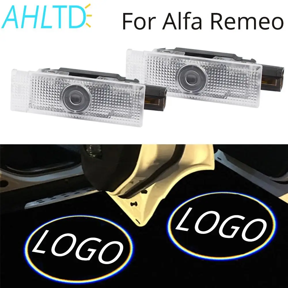2X Welcome Light For Alfa Romeo Giulia Stelvio Mito Giulietta Brera 159 LED Door Logo Projection Ambient Car Styling Lights