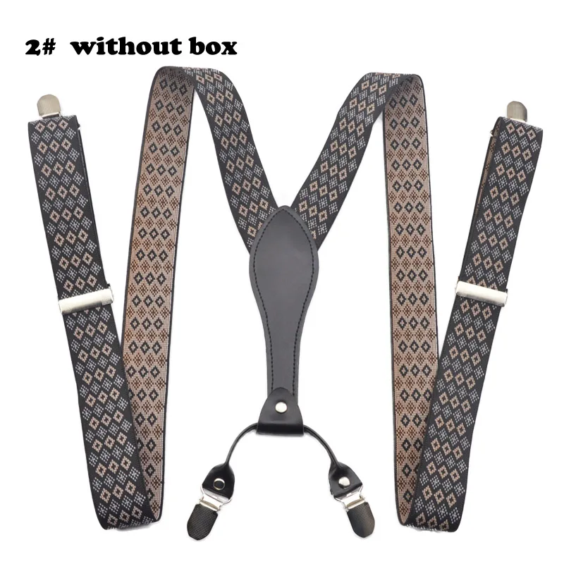 2 without box Мужские 3,5 см ширина регулируемые четыре клип на Y-Back твердые черные эластичные подтяжки для отца/дедушки 110 см - Цвет: 2 without box