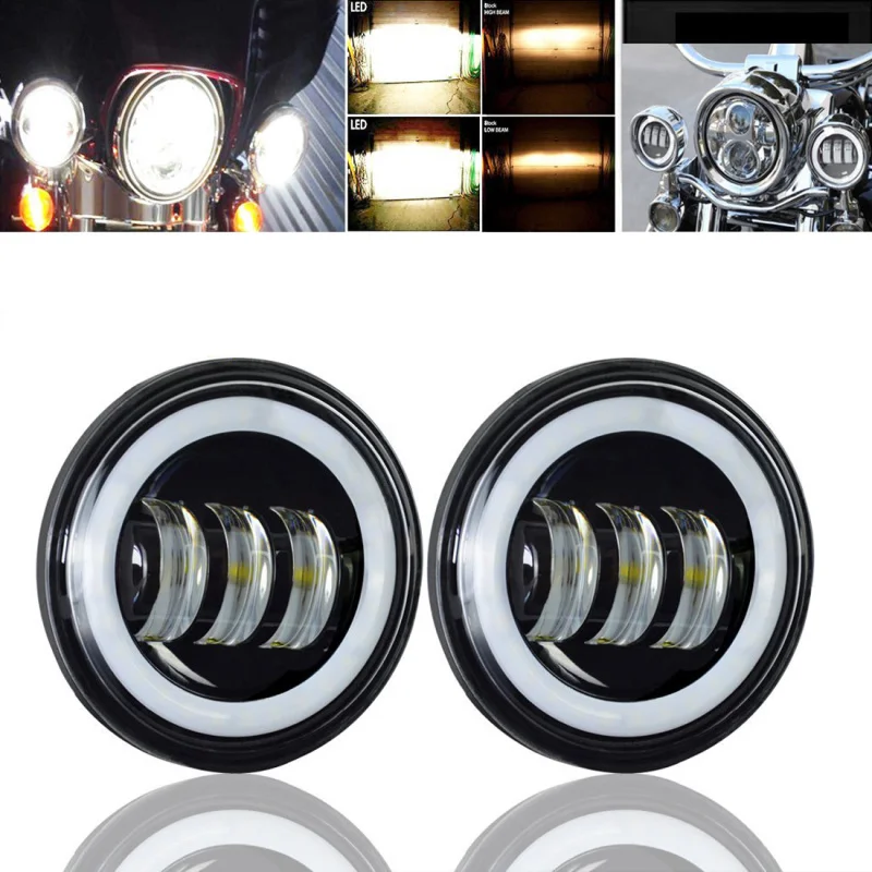 FADUIES черный 4 1/2 &quot4 5 дюйма мотоциклетная противотуманная фара с halo кольцом для