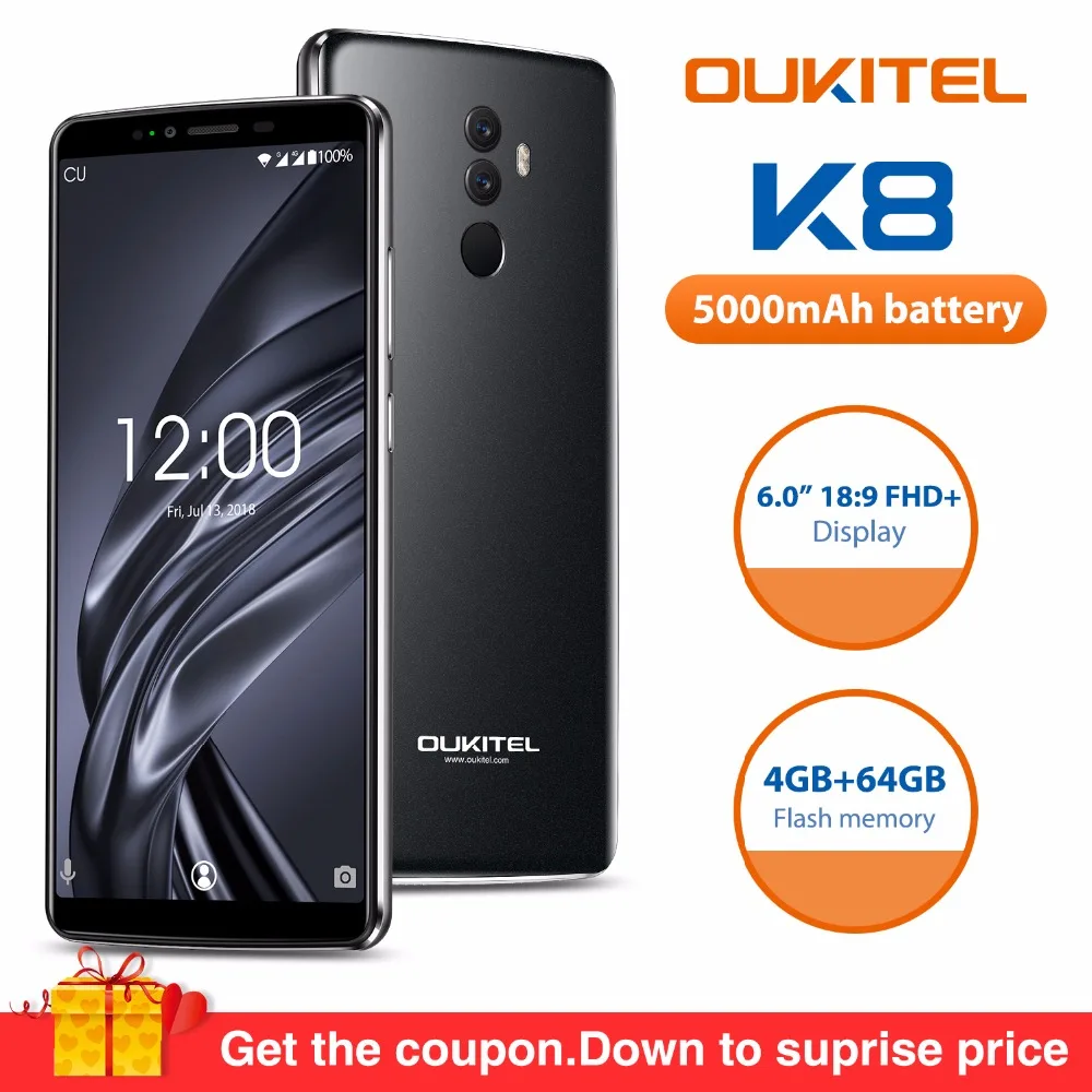 Oukitel K8 18:9 Incell полный Дисплей 6 0 ''FHD телефон 4 ГБ Оперативная память 64 Встроенная