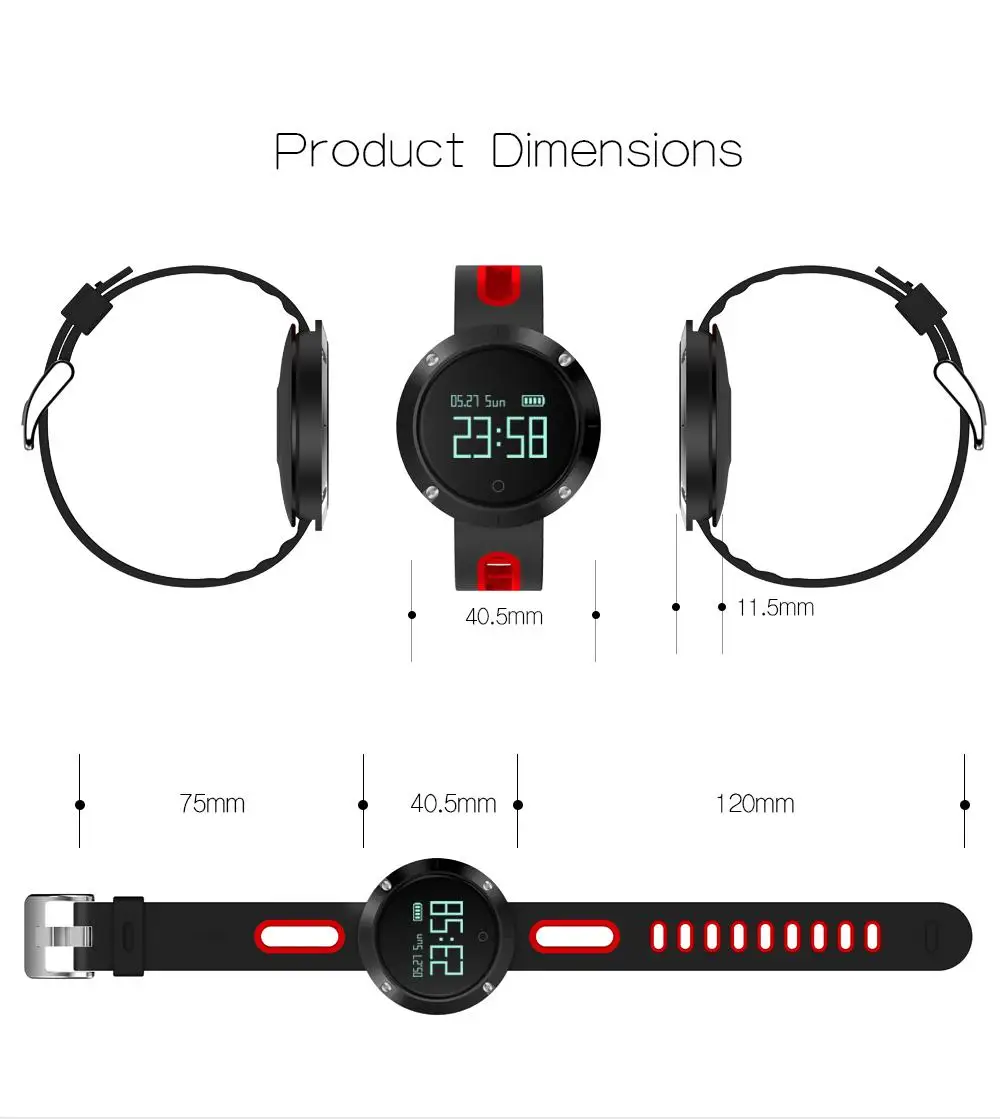 Original Makibes DM58 Smart Watch Blood Pressure Heart Rate Monitor Call reminder Activity Tracker Band for IOS Android | Электроника