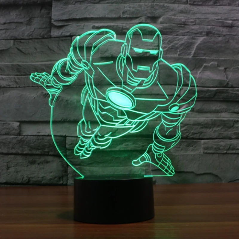 Новый Красочный Железный человек 3D настольная лампа Luminaria Светодиодные ночные