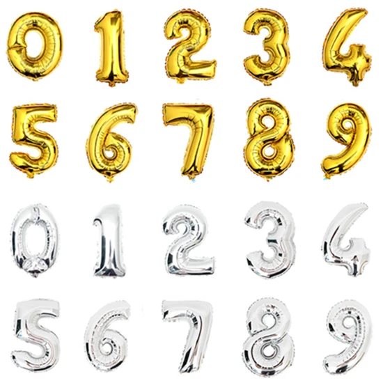 

Цифры-баллон из гелий, 32 дюйма, золотой, серебряный, фольгированный воздушный шар, большие, с днем рождения, Свадебные Воздушные шары, украше...