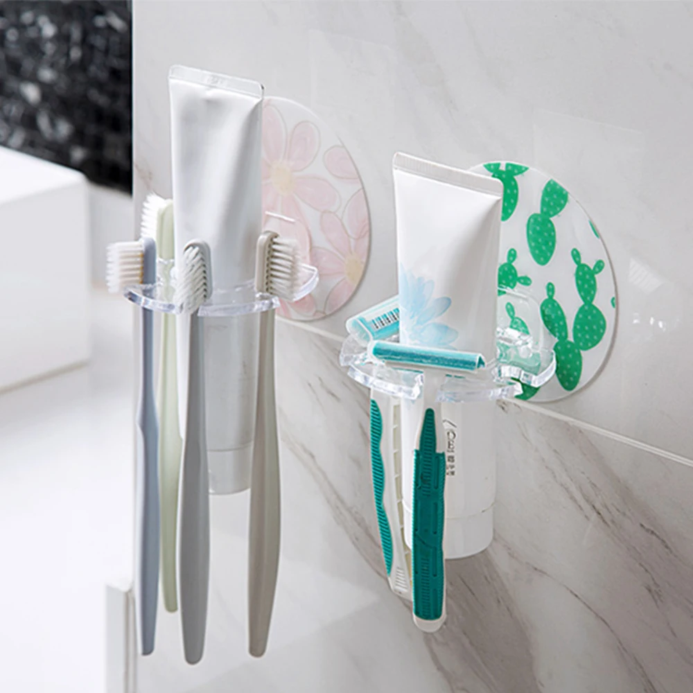 Hoomall 1PC Plastic Punch-free Toothbrush Holder Toothpaste Dispenser Bathroom Organizer Rack Shaver Storage Strong Suction | Дом и сад