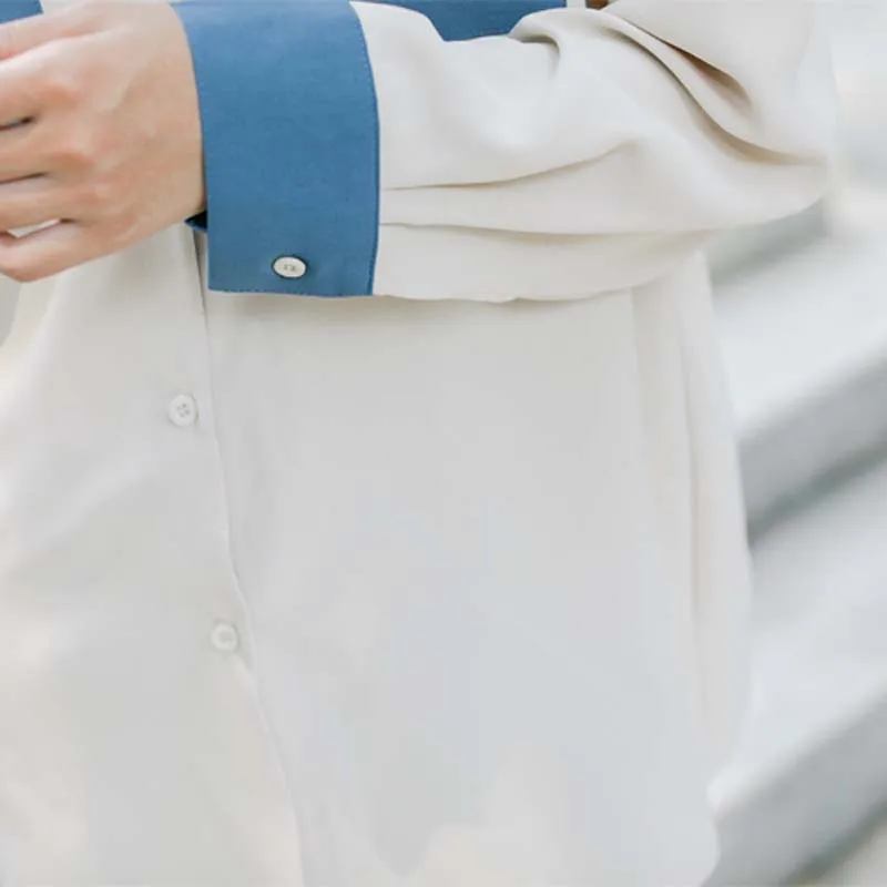 Женские Лоскутные рубашки с карманами женские осенние корейские блузки длинным