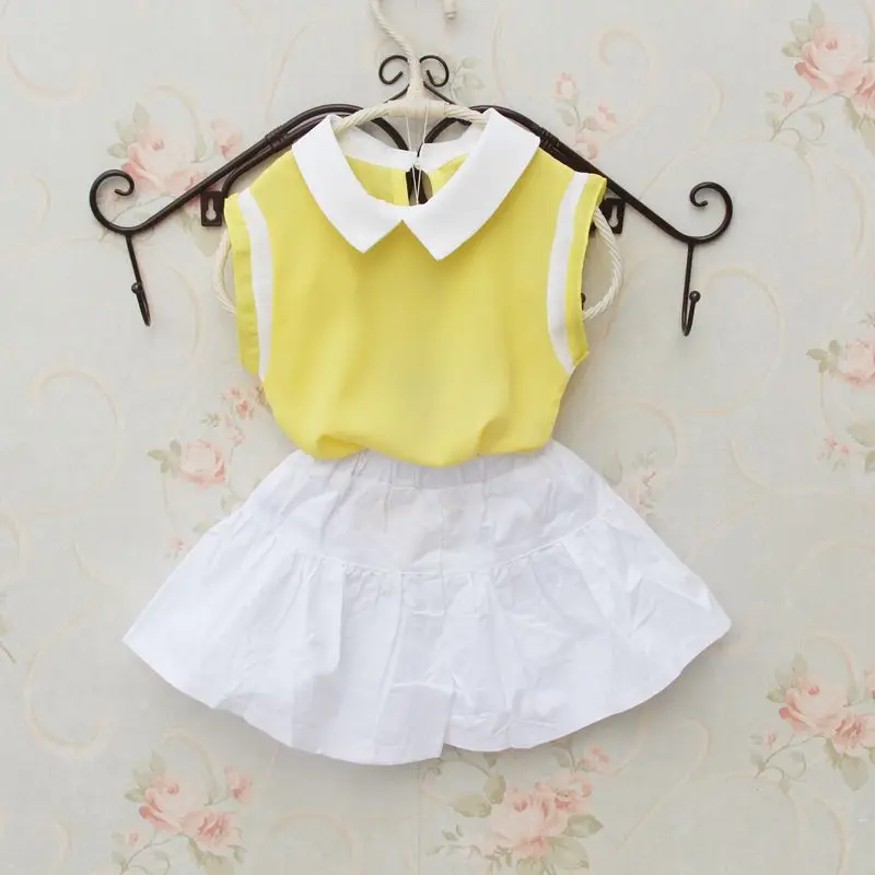 2017 г. Летняя одежда для малышей подростков детская Блузка Для Девочек Шифоновые