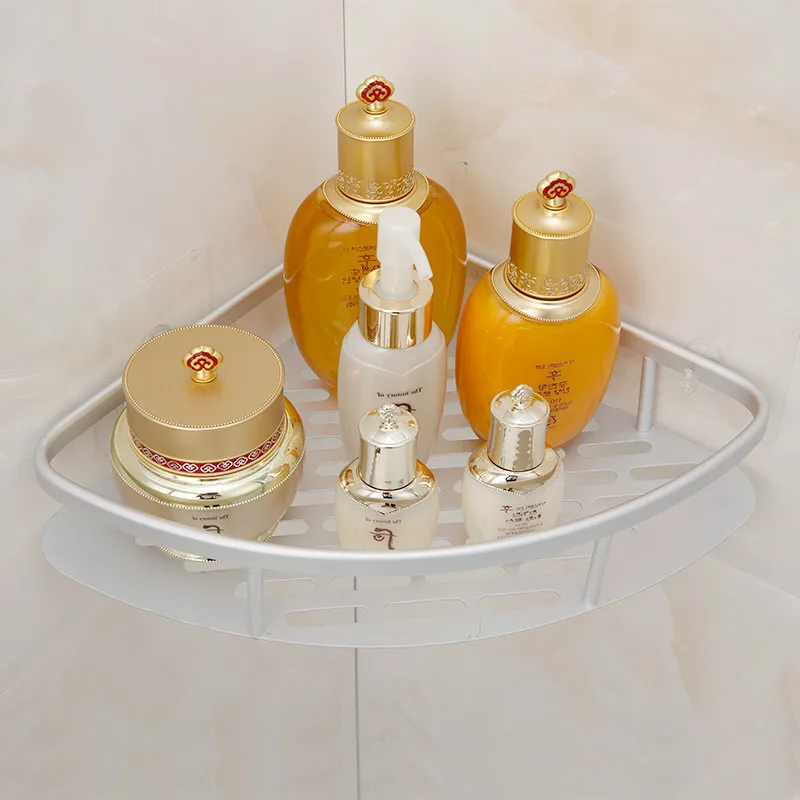 

1PCS Home Storage Fan-shaped Bathroom Suction Corner Rack With Removable Wall Mount Holder Shelf For Bath Kitchen Organizer
