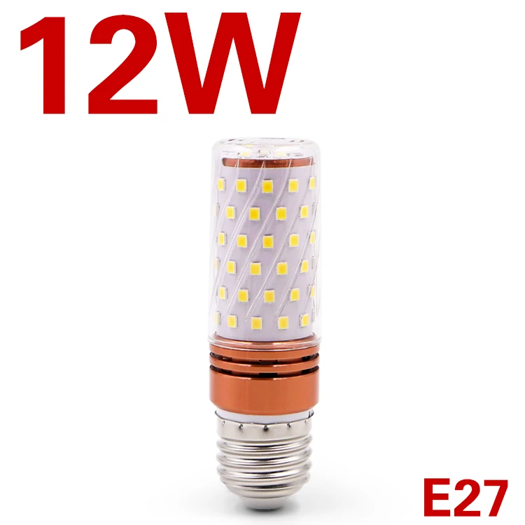 EnwYe E27 светодиодный светильник E14 светодиодный лампы реальная мощность 9 ваттов 12 ваттов SMD2835 220V кукурузы лампы, люстры свечи светодиодный светильник для украшения дома - Испускаемый цвет: G E27 12W