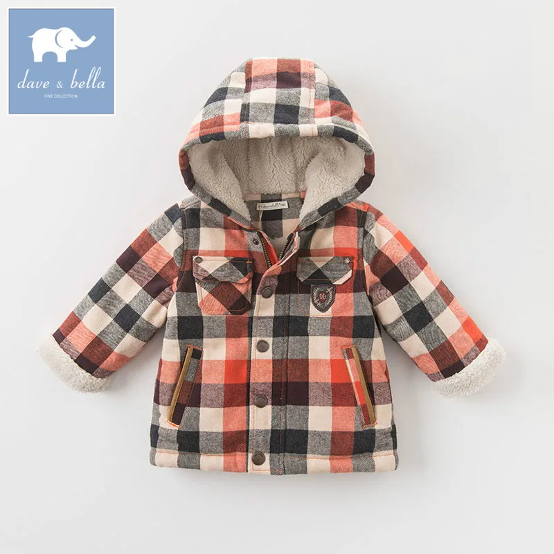Детская зимняя куртка с капюшоном в клетку|dave bella|kids winter outerwearbaby outerwear |