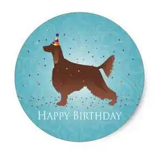 

1.5inch Irish Setter Happy Birthday Design Classic Round Sticker