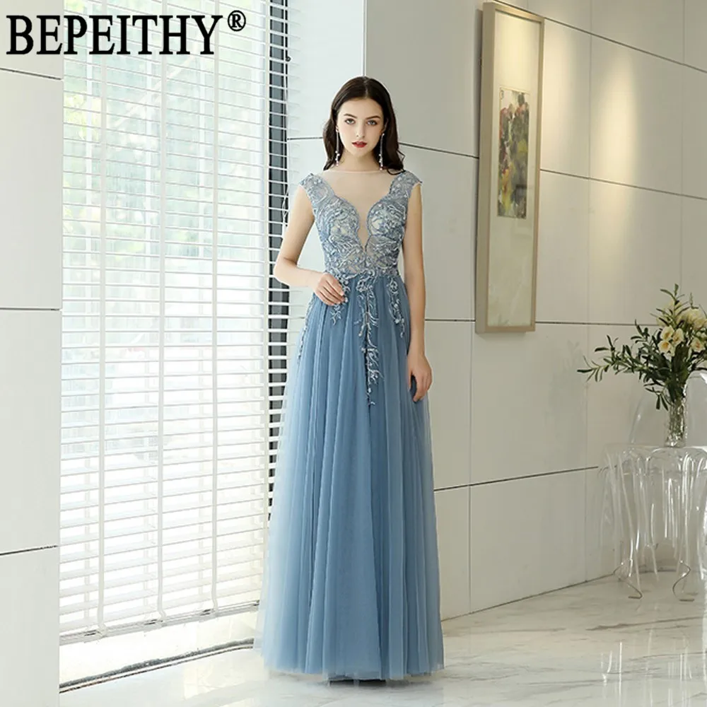 BEPEITHY Vestido De Festa новый дизайн Длинные вечерние платья с вырезом лодочкой рукавами