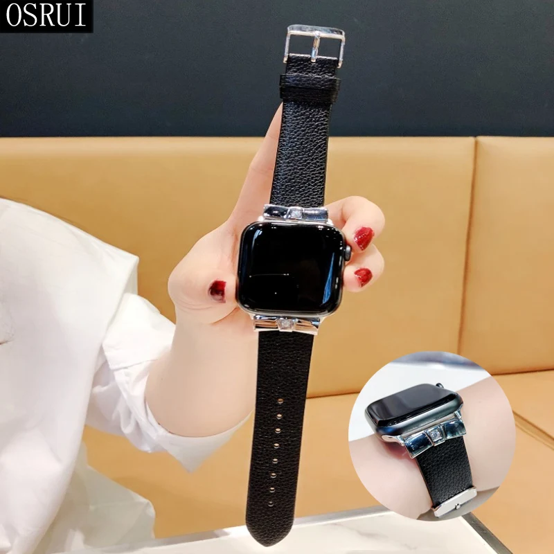 Ремешок для apple watch band 42 мм 38 correa 44 40 iwatch 3 2 кожаный браслет с алмазами Женские