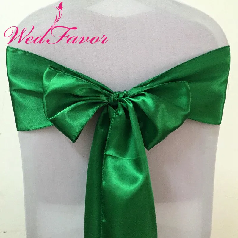 Emerald Green WedFavor, 100 шт, изумрудно-зеленый бант на свадебный стул, галстук-бабочка, атласные пояса для стула, вечерние, банкетные, праздничные, гостиничные украшения - Цвет: Emerald Green