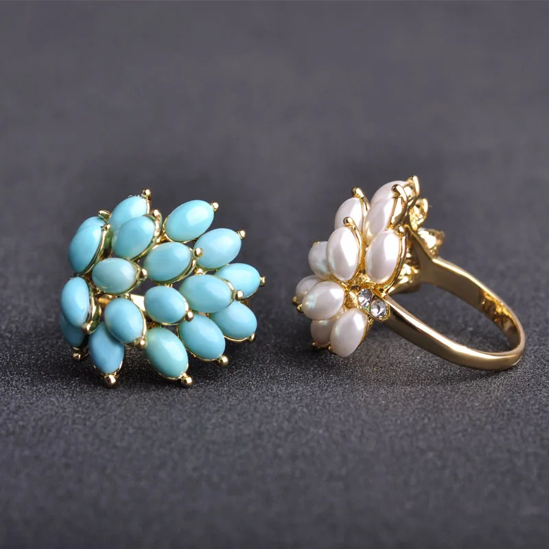 Женские и мужские широкие кольца из кораллового цвета Madrry с цветами Corallo Aros Anneaux