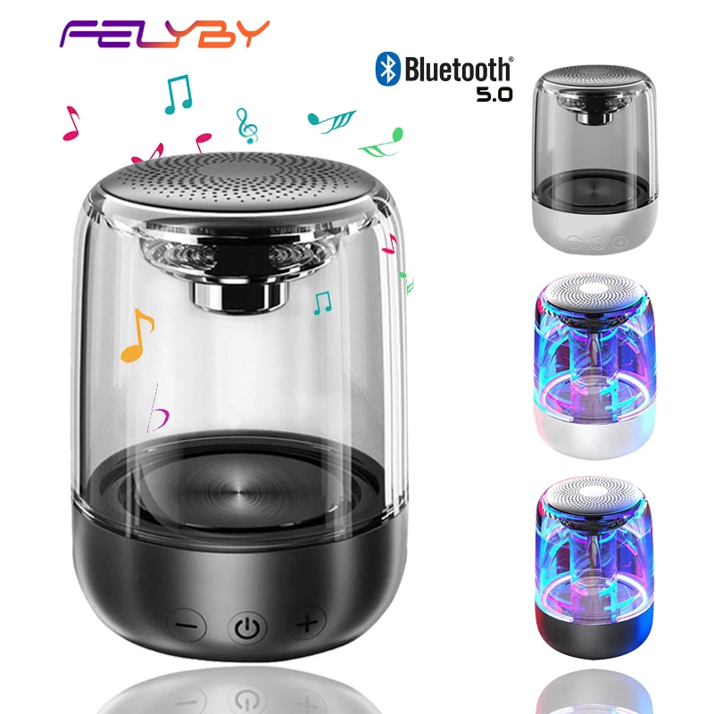 FELYBY C7 Bluetooth 5 0 динамик прозрачный СВЕТОДИОДНЫЙ Красочный ритм мигающие огни TWS 6D