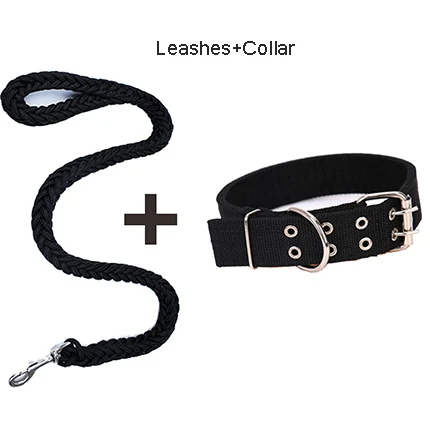 Black Rope n Collar Супер большие поводки для собак, восьмижильный плетеный канат, большая цепь для собак, золотой ретривер, самоед, хулиган, Ротвейлер, поводок, ошейник - Цвет: Black Rope n Collar