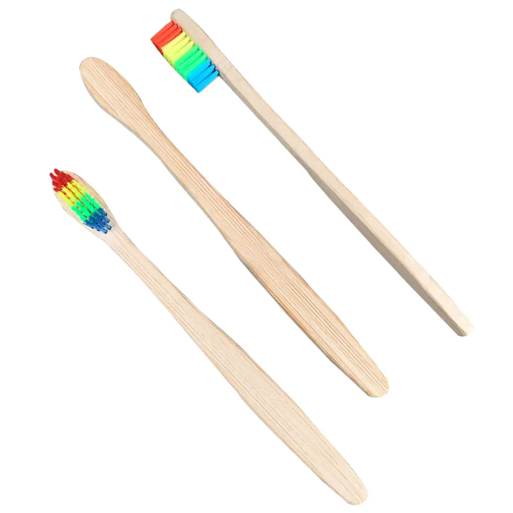 1 шт. цветная бамбуковая зубная щетка деревянная Радужная для ухода за полостью