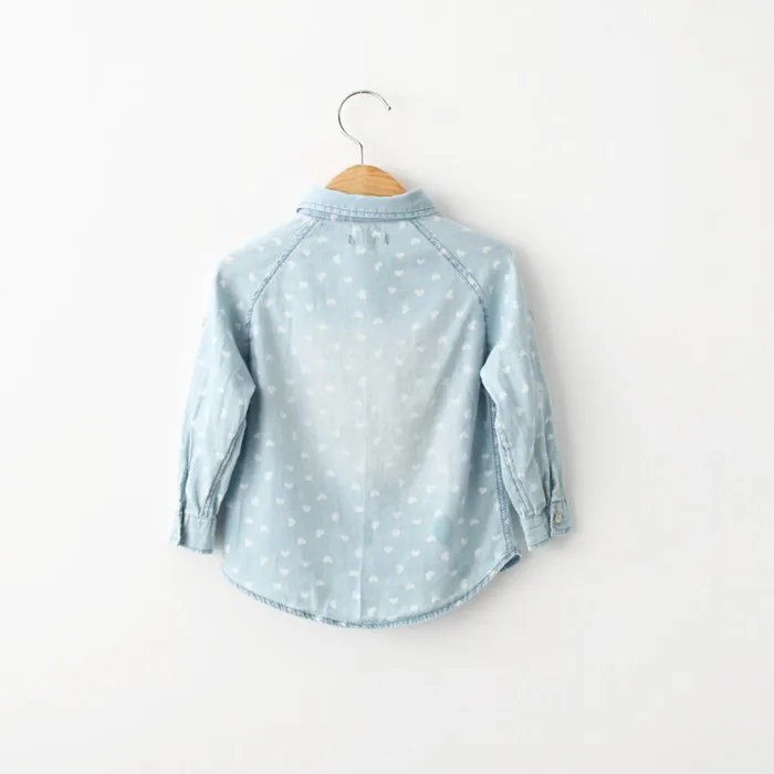 Хлопковые джинсовые рубашки и блузки для маленьких девочек с длинным рукавом