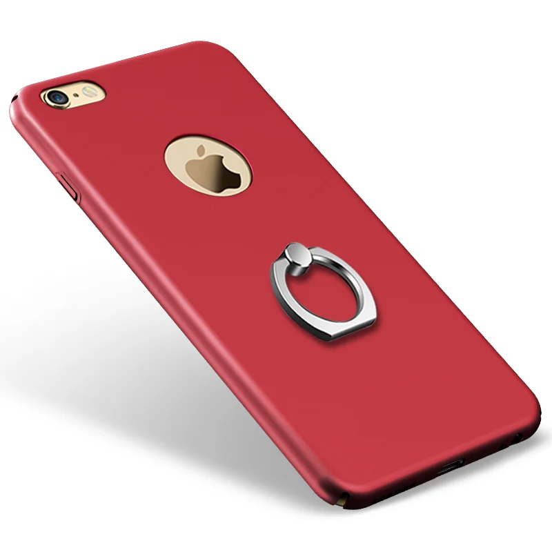 VOONGSON For iphone 5s SE 6 6s 7 Plus Coroful Sets of Hard PC Case+Ring Shelf Support 360 Degree Matt Plating Mobile Phone Cases |