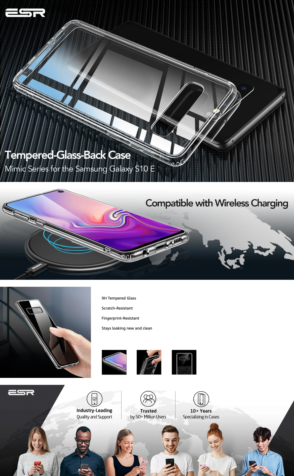 Чехол ESR из закаленного стекла для samsung Galaxy S10 Note 10 Plus, Роскошный Жесткий чехол для samsung S10 e, чехол-бампер для samsung S10 Plus