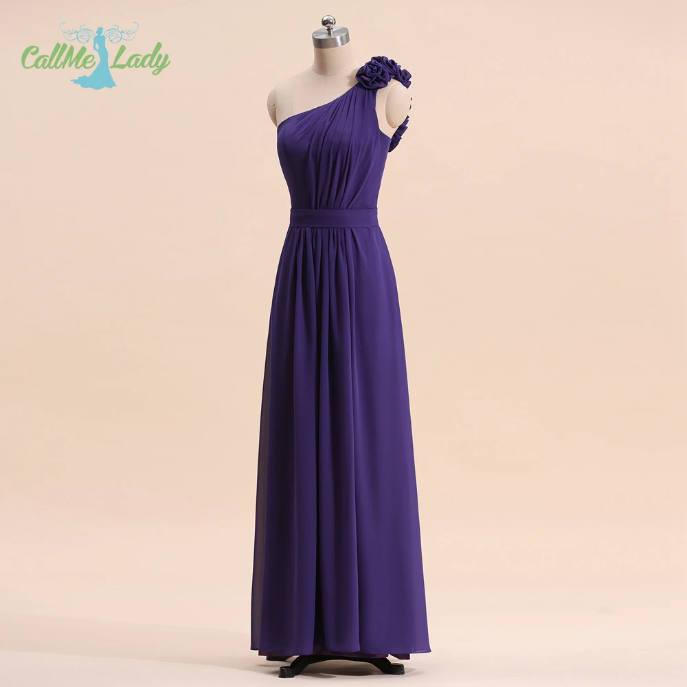 Elegant A-line Bridesmaid dresses for Women 2019 One Shoulder Flowers Long Chiffon Wedding Guest Formal Party Gown | Свадьбы и