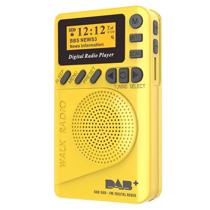 Gold Мини карманный dab цифровой радио FM приемник RDS с светодиодный дисплей портативный mp3-плеер Поддержка TF карта время сна набор - Цвет: Gold