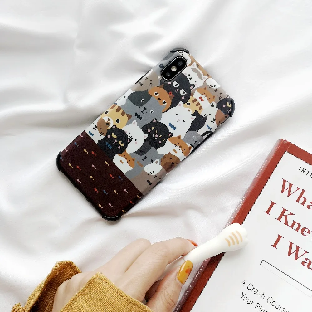 ORYKSZ Cute Cartoon Cat Pattern Phone Case For iPhone X XS Max XR Cover iphone 8 7 6S Plus Silicone Shockproof Cases |