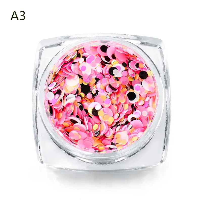 W2128 Встретить через голографические неоновые Блестки для нейл Арта(искусство украшения ногтей) круглый дизайн ногтей хлопья пайеток красочные ногтей блестки украшение для маникюра «сделай сам» - Цвет: W2128