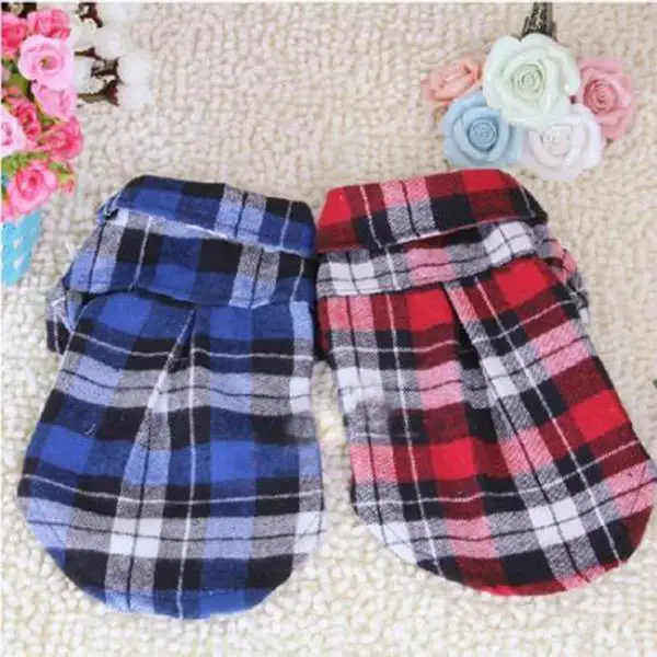 New Dog Pet Casual Plaid Lapel Button Shirt Jacket Cotton Blend Sweatshirt S-XL Large Autumn Clothes for Pets | Дом и сад