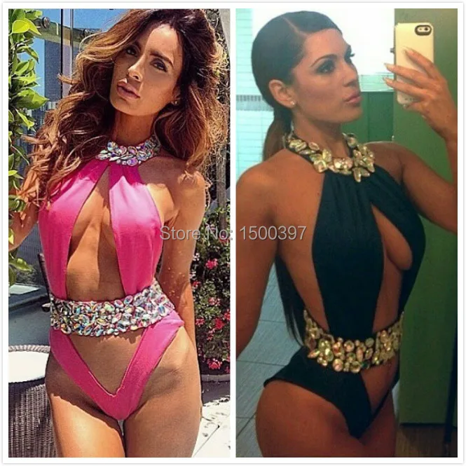 2017 бриллиантовый Цельный купальник для женщин Стразы/Кристальный сексуальный