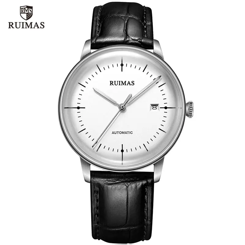 RL6753G-White RUIMAS для мужчин's повседневное кожа повседневные часы Роскошные Лидирующий бренд аналоговые наручные Relogios Masculino мужские часы 6753 синий - Цвет: RL6753G-White