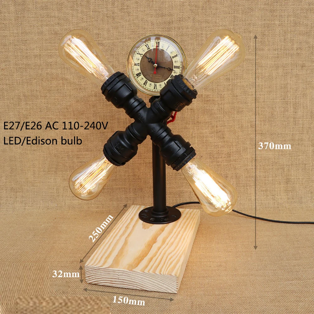 Современная Винтажная настольная лампа E27 для чтения в стиле лофт панк с