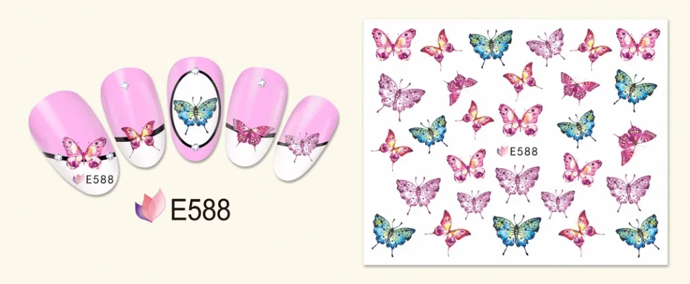 E series Newest and hottest design E578-588 butterfly 3D nail sticker | Красота и здоровье
