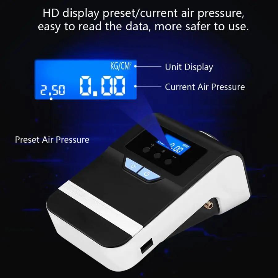 12V Portable Electrical Digital Car Tire Air Compressor Pump Tyre Inflator 150PSi with LED Smart tire Air Compressor Pump