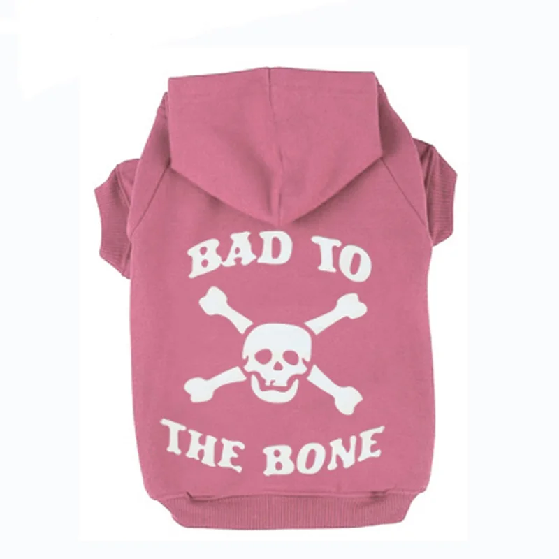 Толстовка из флиса с принтом BAD TO THE BONE и Skull Cat толстовки капюшоном для собак сезон