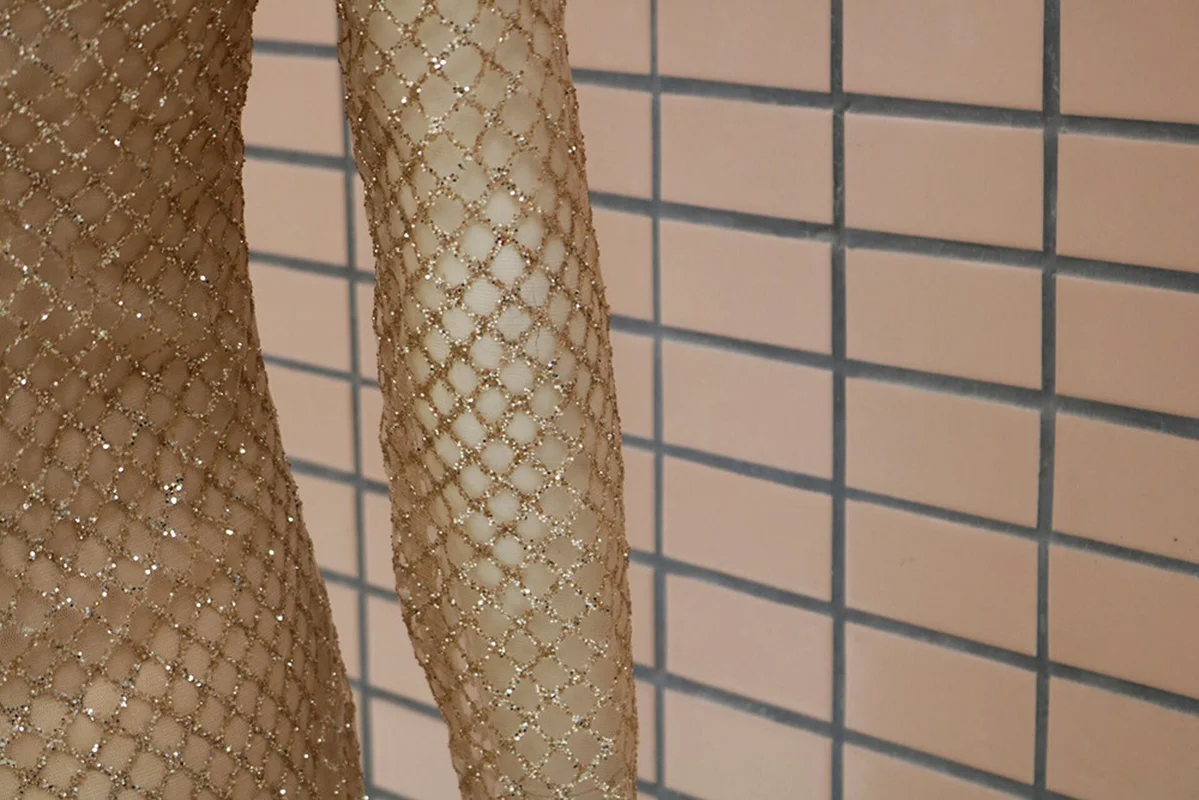 Женское вечернее платье с длинным рукавом золотистыми блестками|Женские платья|