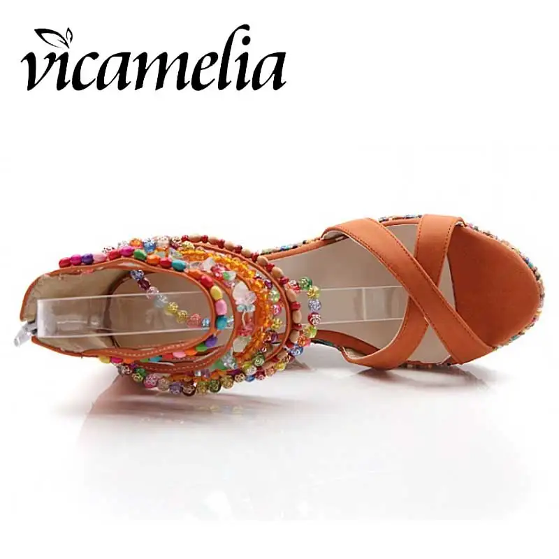 Vicamelia/Модные женские босоножки в богемном стиле летние туфли на высокой танкетке