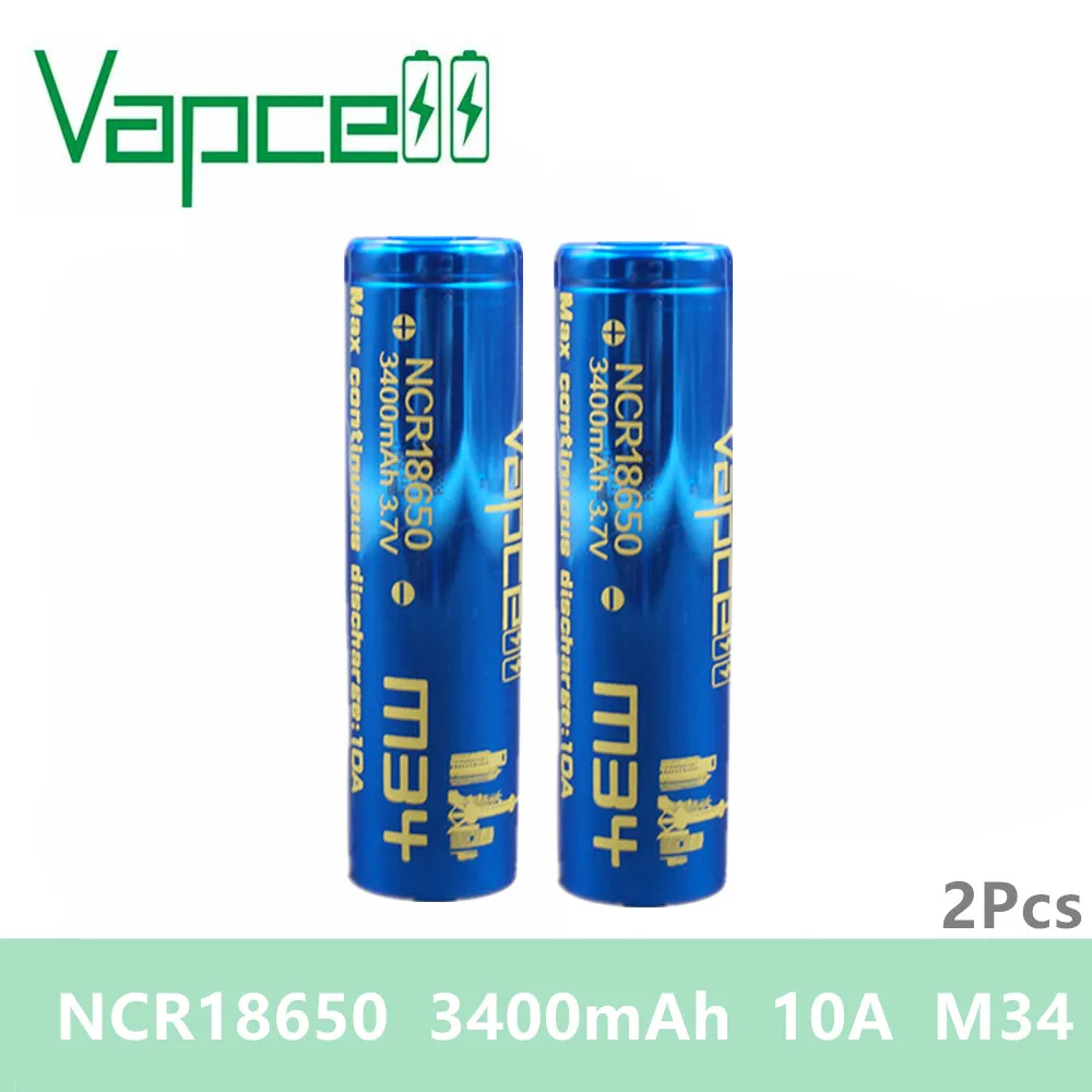 Бесплатная доставка 2 шт. Vapcell новый аккумулятор 18650 3400 мАч 10 А перевернутый литий