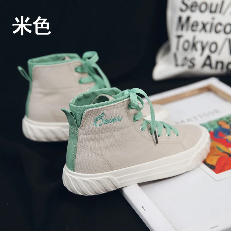 Парусиновая обувь Женская Высокая помощь студентов Корейская версия 2019 весна