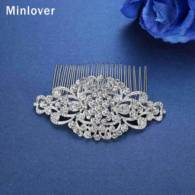Mecresh милый цветок Стразы свадебные гребни серебряные Цвет с украшением в виде