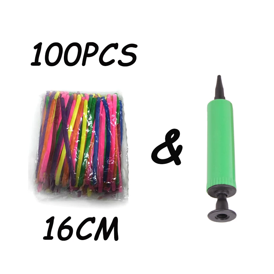 100pcs 16cm air pump 50/100 шт смешанных цветов; Каблук 16 см/26 см шары для свадьбы и дня рождения вечерние украшения Волшебные шары для детей разные латексные длинные игрушки rqx - Цвет: 100pcs 16cm air pump